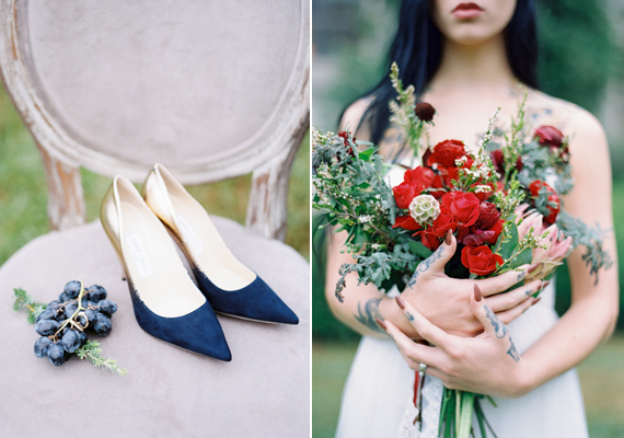 Red and blue winter wedding inspiration | Photo by GenelLynne Rivera | Read more -  http://www.100layercake.com/blog/?p=81248