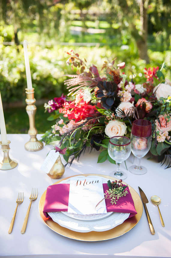 Rich plum and pink wedding inspiration | Photo by Alyssia B Photography | Read more - http://www.100layercake.com/blog/?p=82309