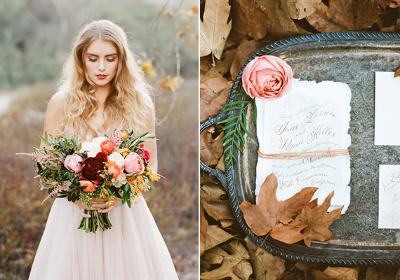 Soft pink fall wedding inspiration | Photo by Morgan Lamkin Photography | Read more - http://www.100layercake.com/blog/?p=82205 