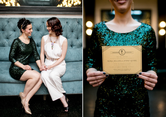 Black green and gold holiday wedding ideas | Photo by Brookelyn Photography | Read more - http://www.100layercake.com/blog/?p=83613