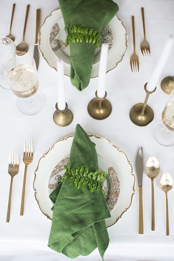 Gold and green holiday entertaining ideas | Concept and styling Type A Society | Photo by Josh Gruetzmacher | Read more - http://www.100layercake.com/blog/?p=82993  