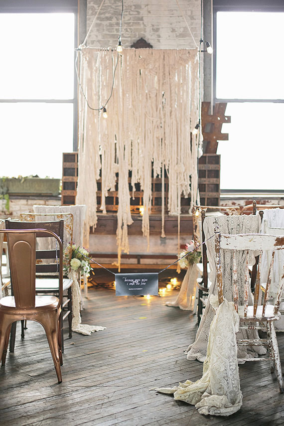 Romantic industrial wedding inspiration | Photo by Hudson Nichols Photography | Read more - http://www.100layercake.com/blog/wp-content/uploads/2015/03/Industrial-Romance-Wedding-inspiration  