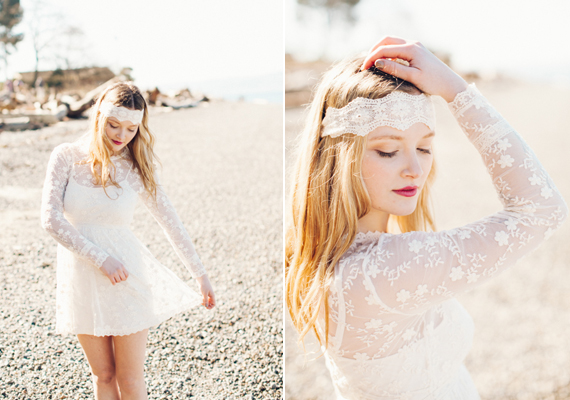 Lace headband | Photo by  Catie Coyle Photography  | Read more - http://www.100layercake.com/blog/wp-content/uploads/2015/04/Bohemian-floral-inspiration