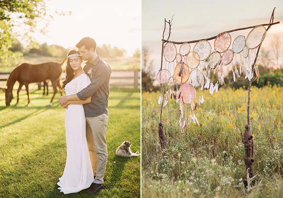 Dreamcatcher wedding decor | Photo by Olivia Leigh Photographie | Read more - http://www.100layercake.com/blog/wp-content/uploads/2015/04/Bohemian-ranch-wedding-inspiration