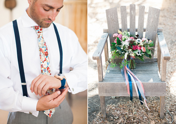 Floral tie | Photos by Brandi Welles | Read more -  http://www.100layercake.com/blog/wp-content/uploads/2015/04/Colorful-Rustic-Barn-Wedding