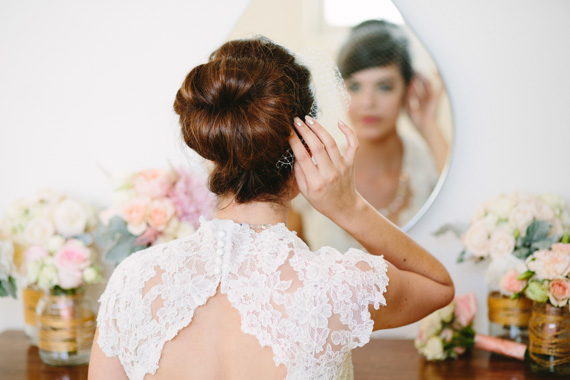 Lace wedding gown by La Soie Bridal | Photo by Mary Costa Photography | Read more - http://www.100layercake.com/blog/wp-content/uploads/2015/04/DIY-Elysian-Los-Angeles-Wedding