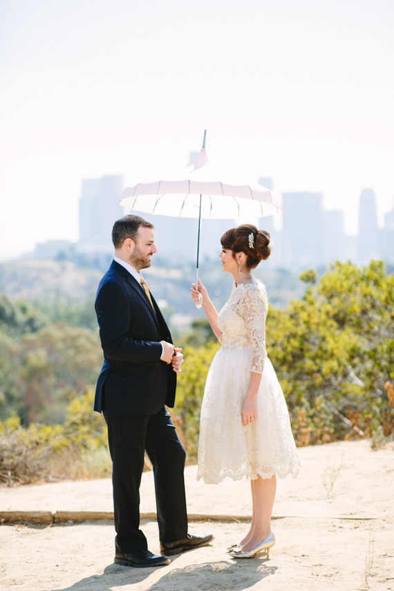 Lace Tea dress by ModCloth | Photo by Mary Costa Photography | Read more -  http://www.100layercake.com/blog/wp-content/uploads/2015/04/DIY-Elysian-Los-Angeles-Wedding