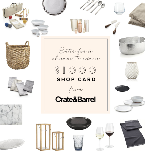 $1000 giveaway to Crate and Barrel from 100 Layer Cake