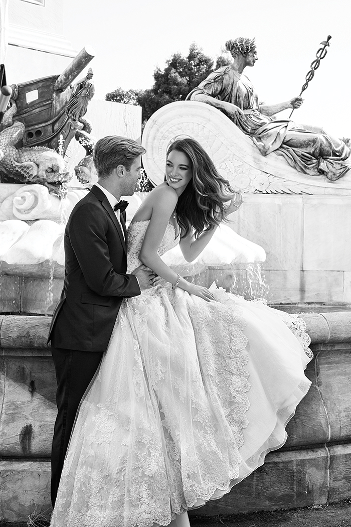 black and white wedding portrait