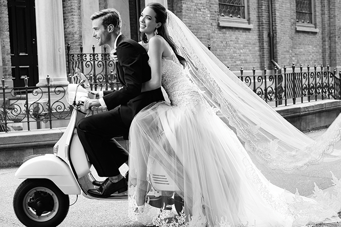 Italian bride on a scooter