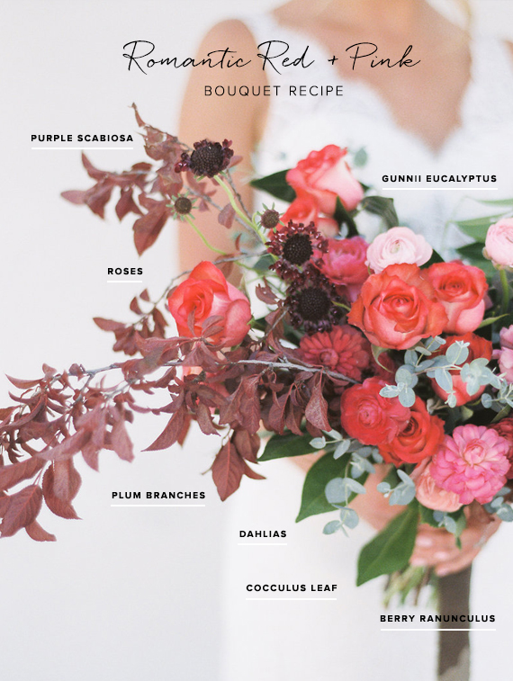 Romantic red and pink bouquet recipe