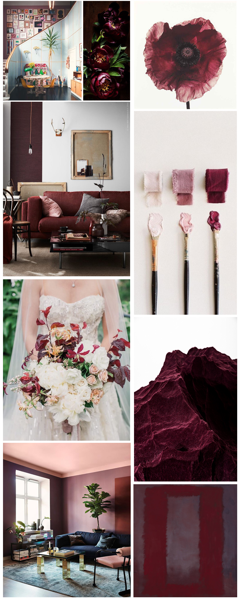 Poppies and Posies mood board BURGUNDY