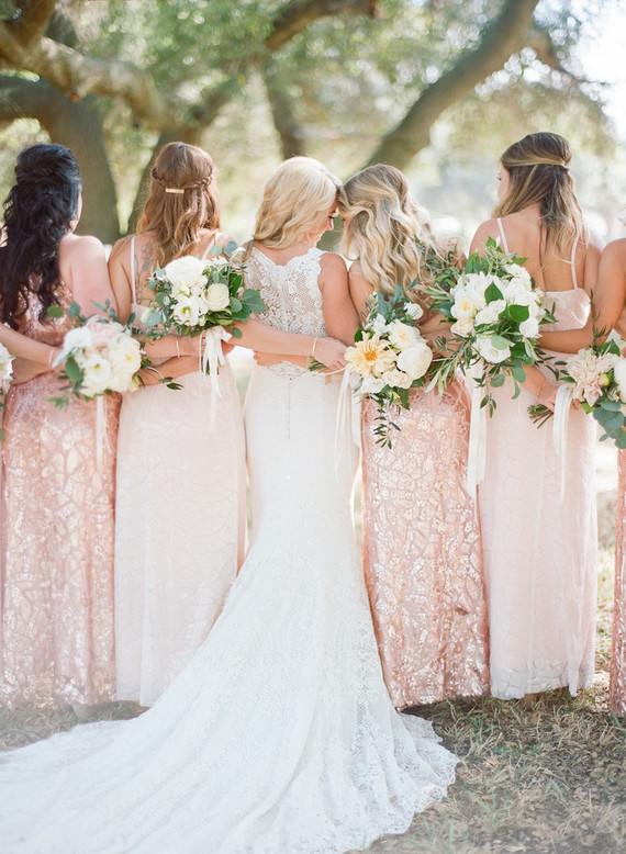 Pink sparkly bridesmaid dresses