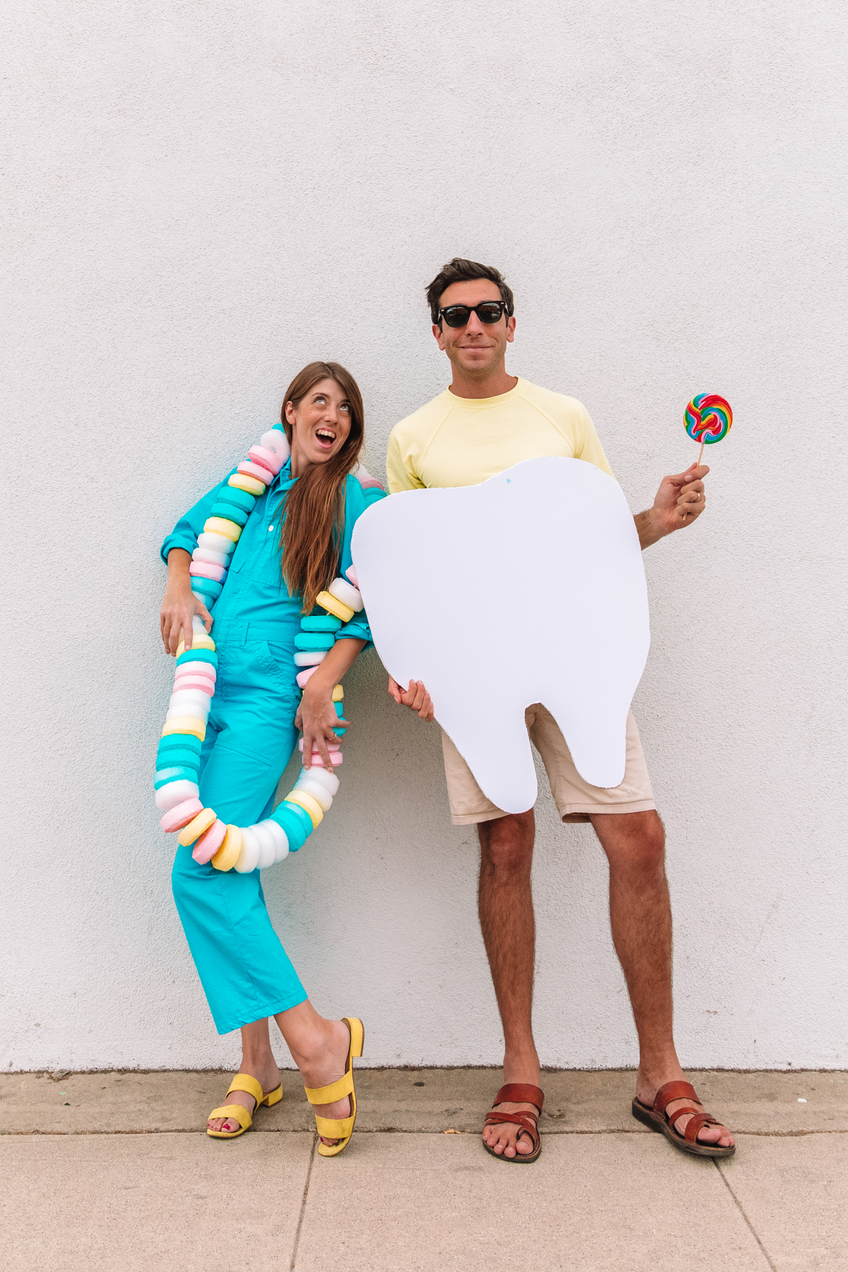 diy couples costumes - candy necklace and sweet tooth