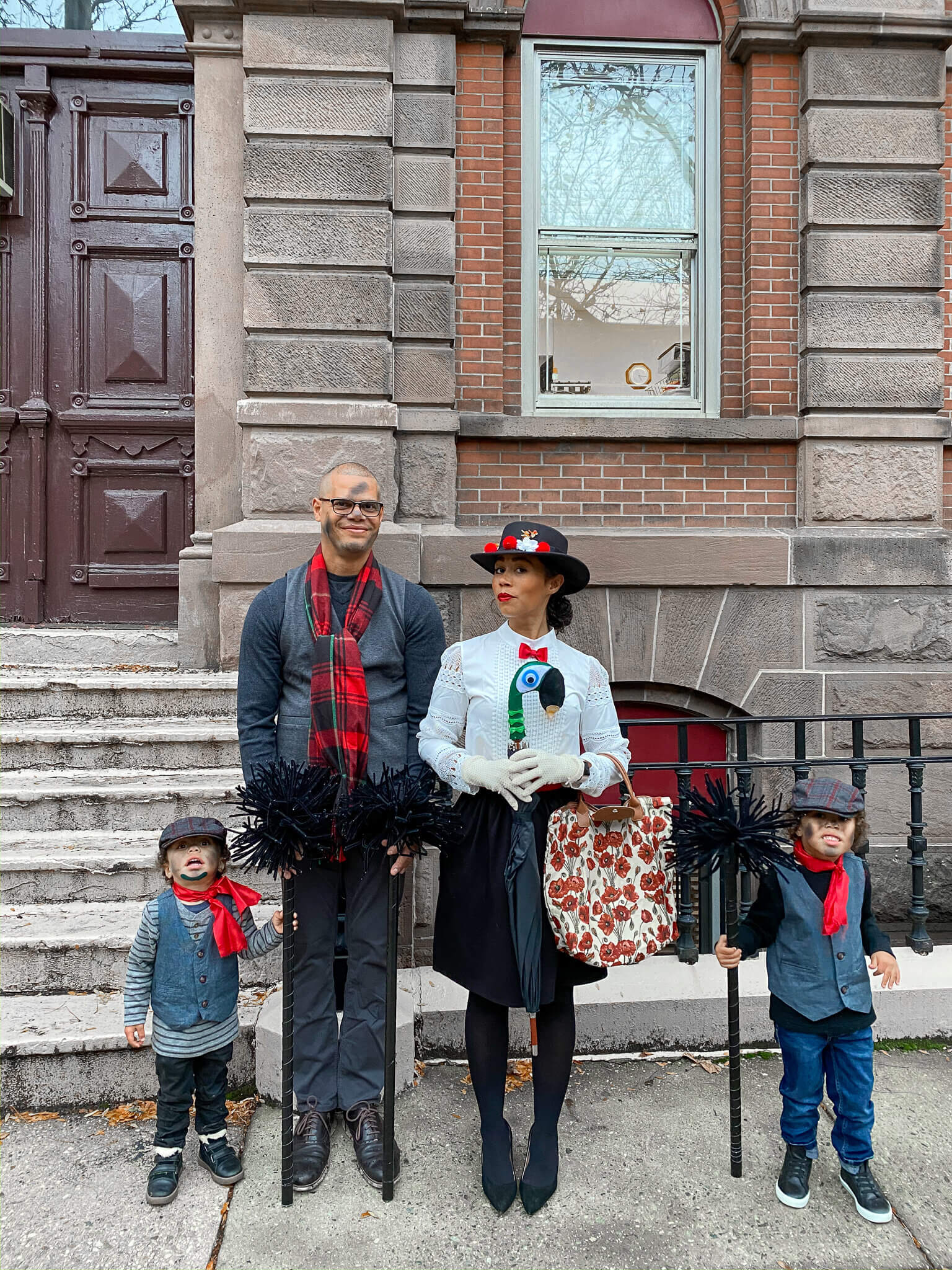 Mary Poppins and Bert couples costumes with chimney sweep kids! by casa de fallon