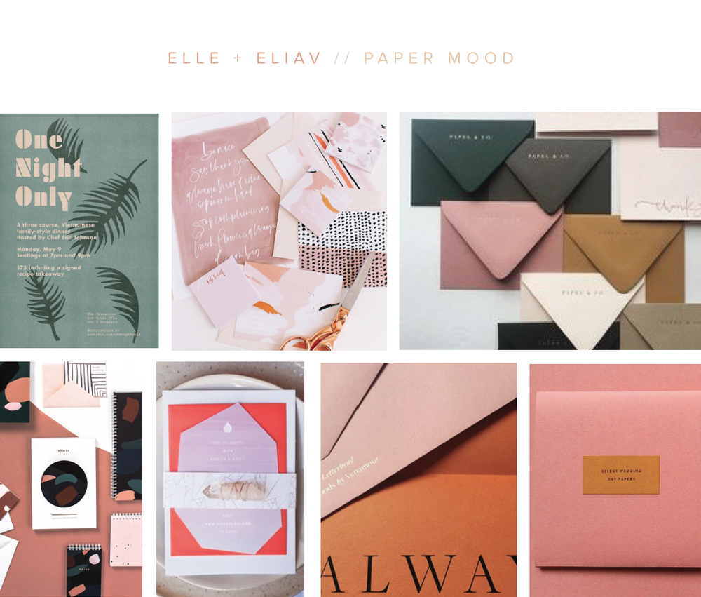 Five mood boards for a modern jewel tone LA wedding by interior designer Elle Gound