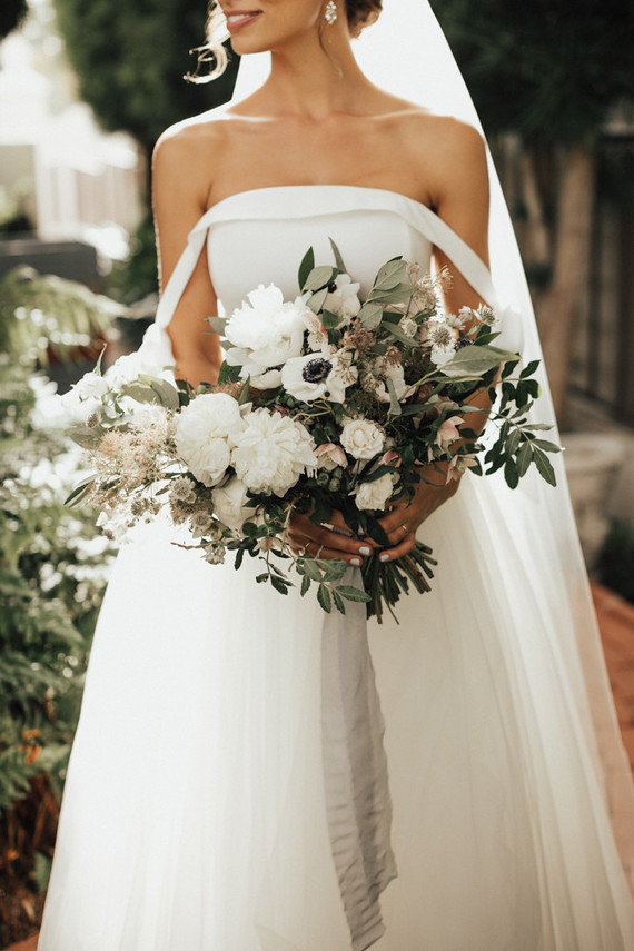 Green and white wedding bouquet