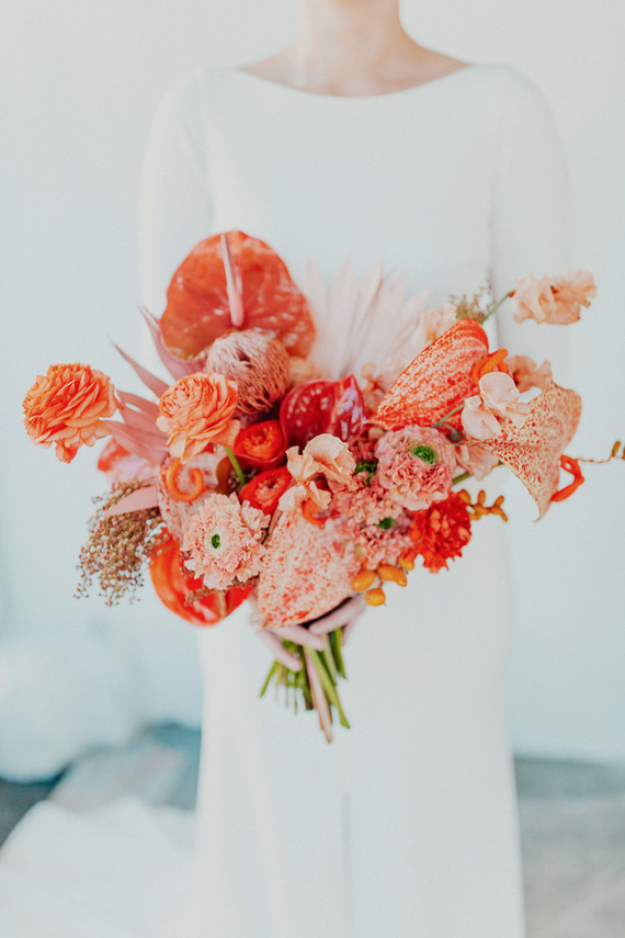 Tropical orange wedding bouquet