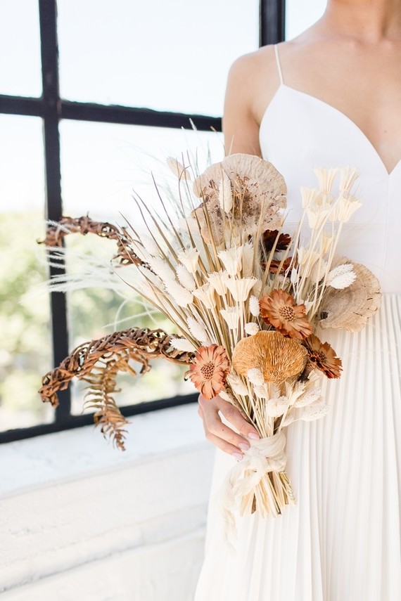 Dried flower bridal bouquet