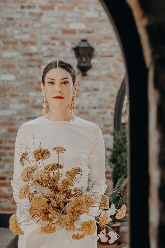 Dried flower bridal bouquet