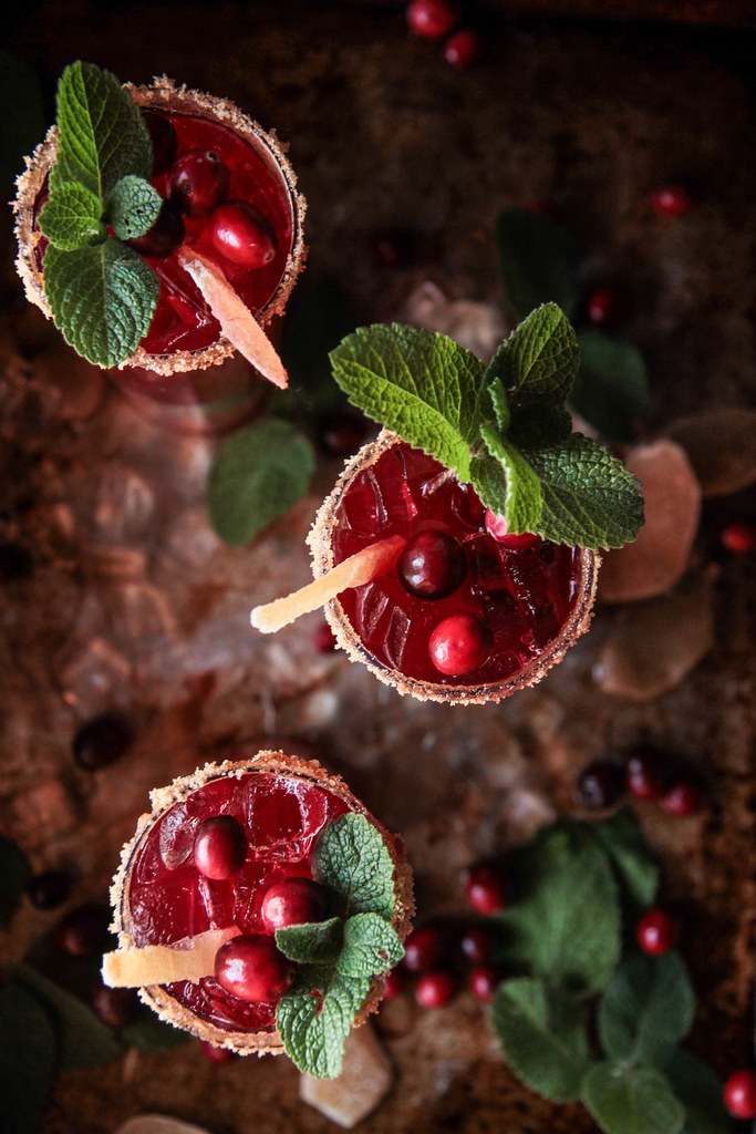 Blood Orange Ginger Cranberry Mojitos