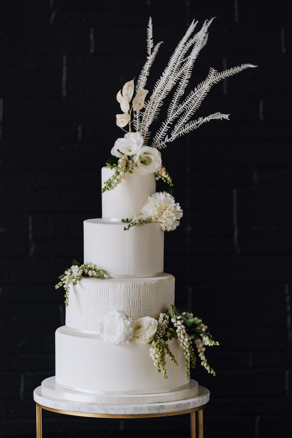 Unique white wedding cake