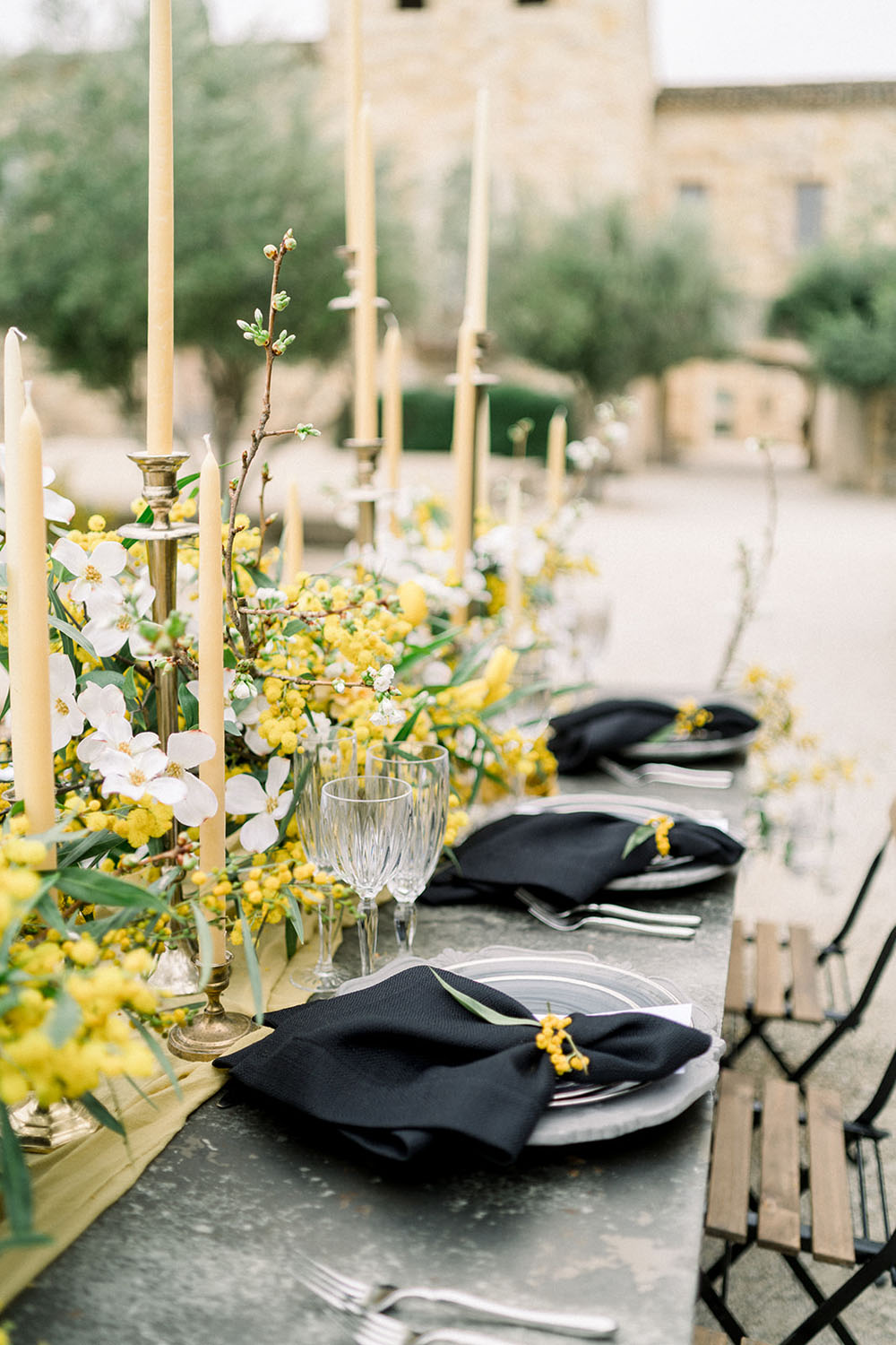 Yellow and black Sunstone Winery wedding inspiration