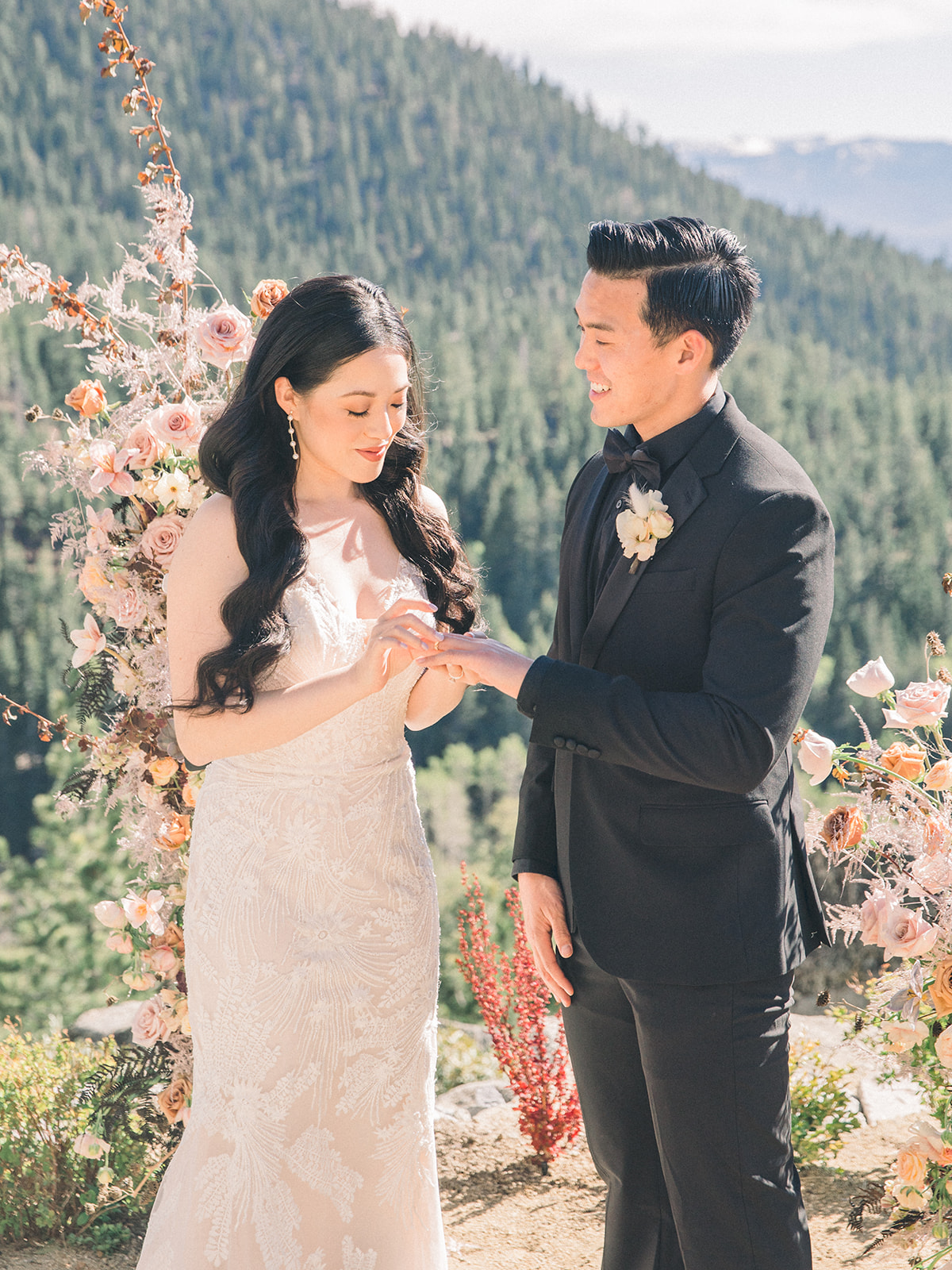  Modern bohemian wedding inspiration at Tahoe Blue Estate with four dreamy bridal gowns