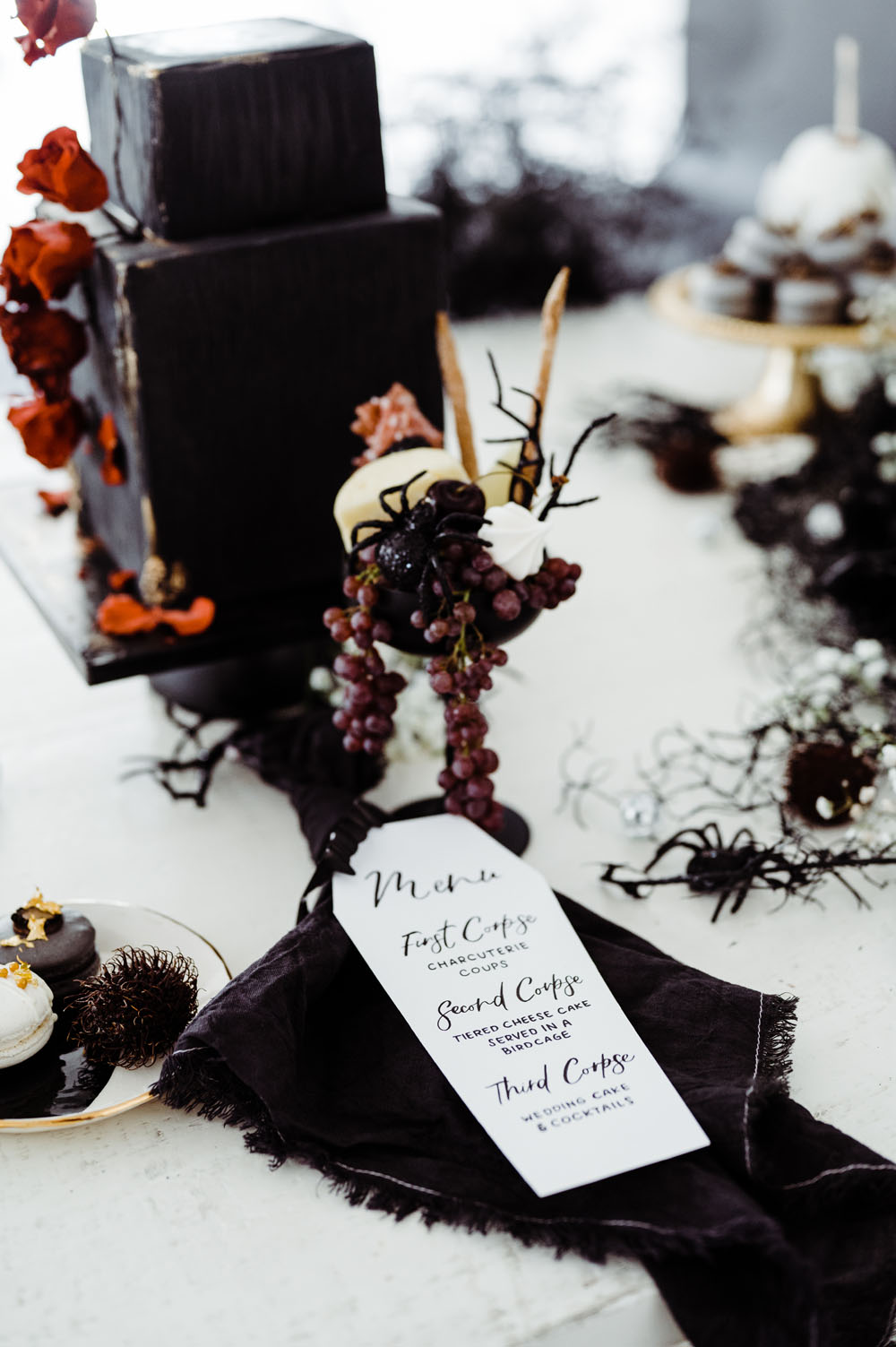Spooky black and white Halloween party and wedding ideas