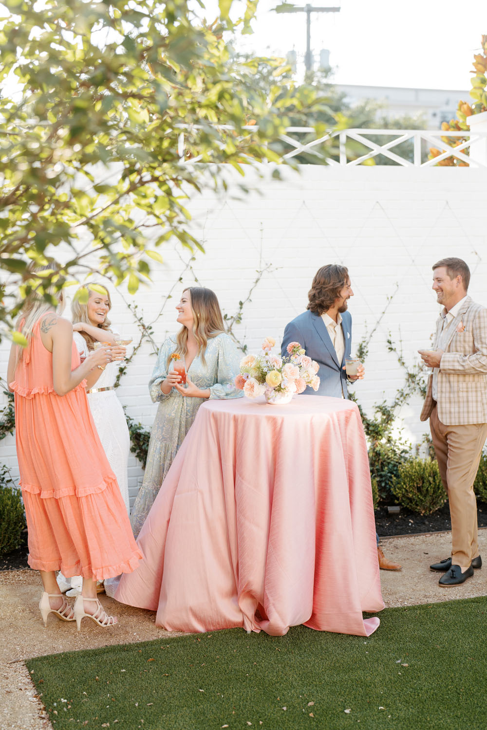 A sweet gingham and pastel courtyard wedding