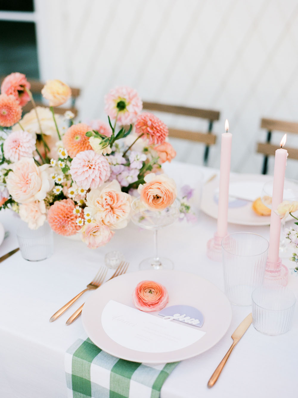 pastel wedding tablescape at wish well house