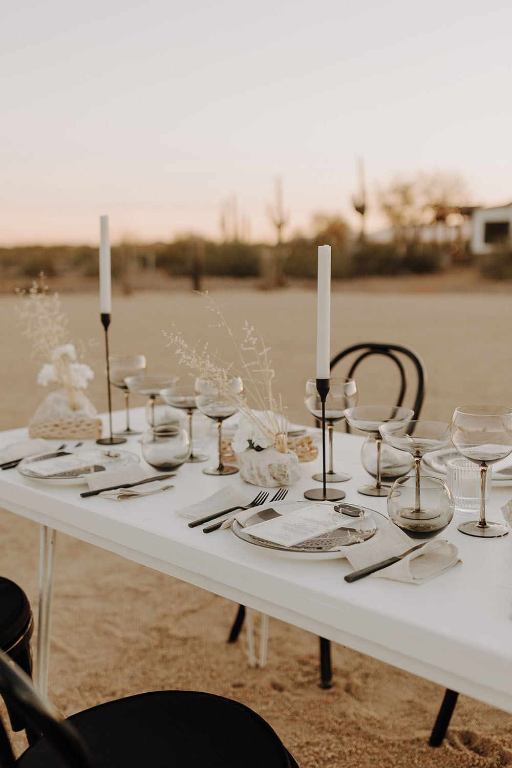 Modern "Meet me in the Desert" black & white wedding ideas