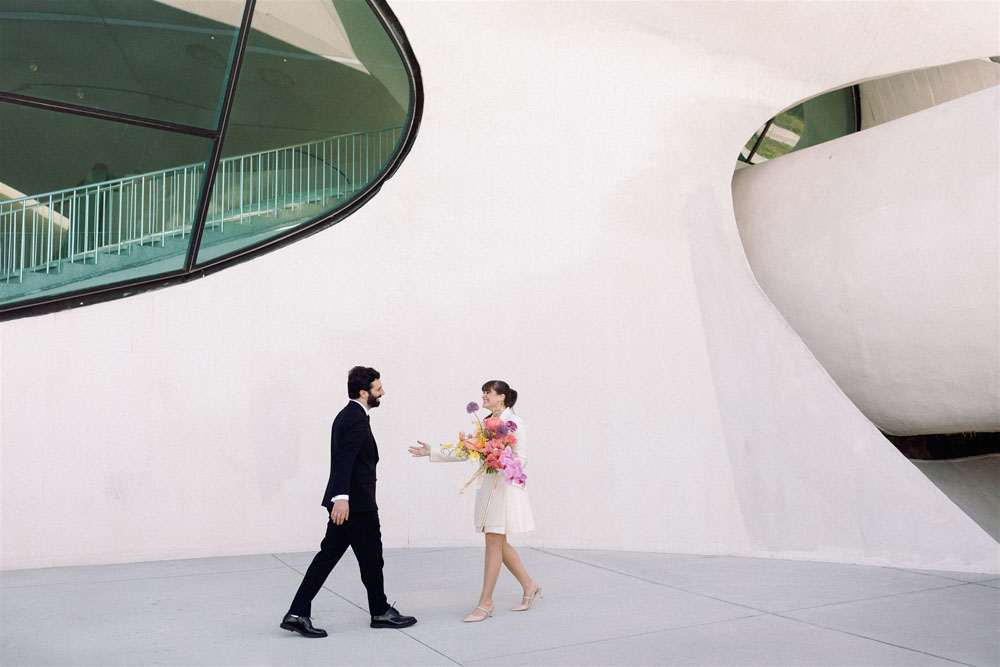 A design and architecture inspired real wedding at the TWA Hotel at JFK Airport