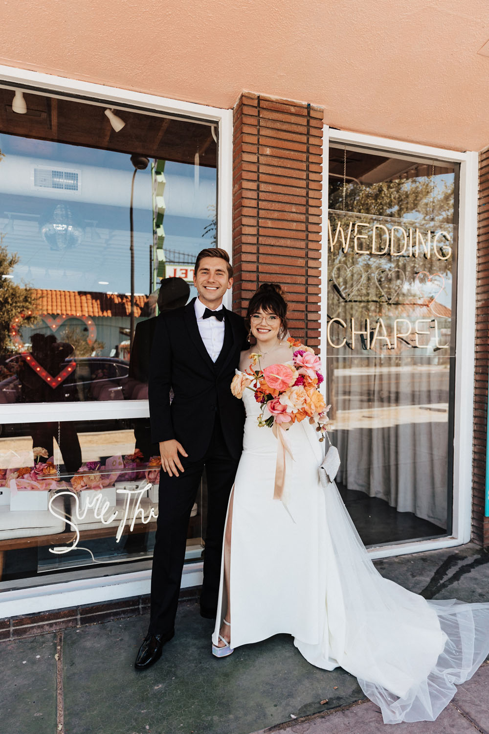 Pink Las Vegas wedding at Sure Thing Chapel