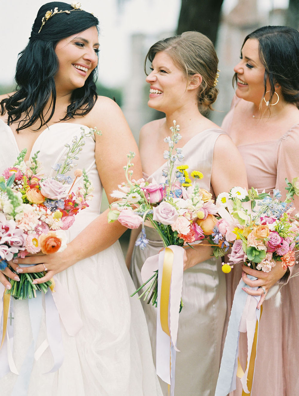 colorful spring bridesmaid portraits