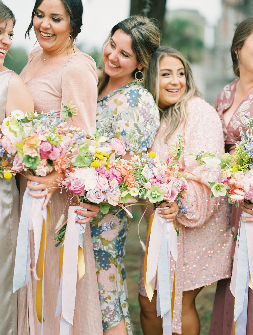 colorful spring bridesmaid bouquets