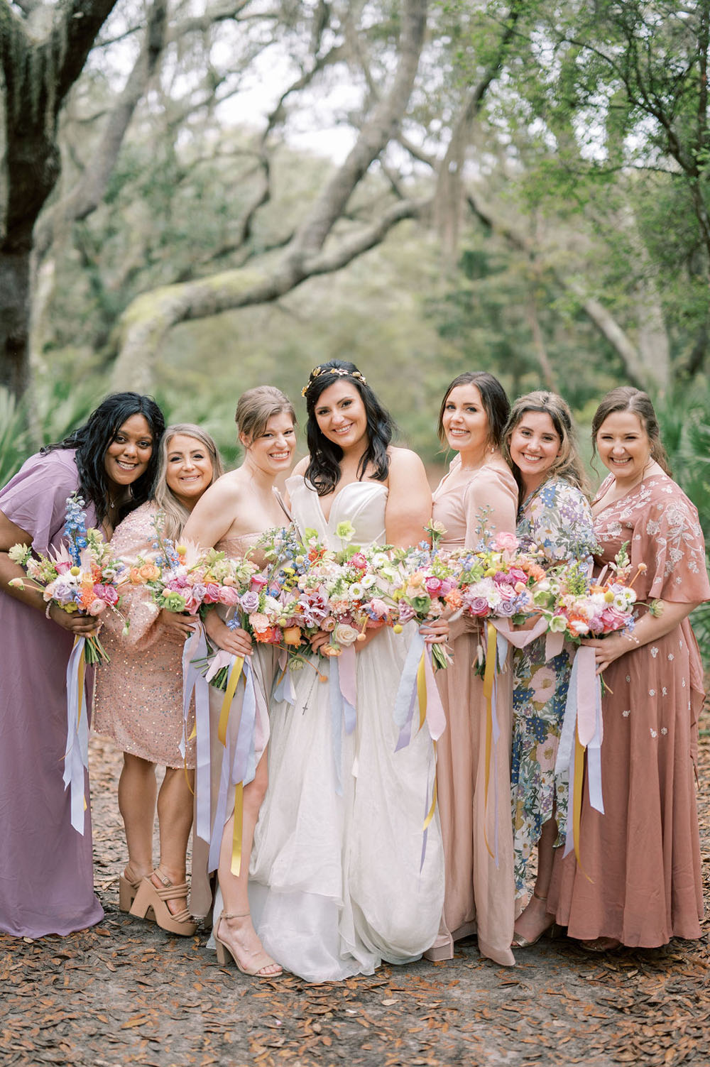 mis matched spring bridal party