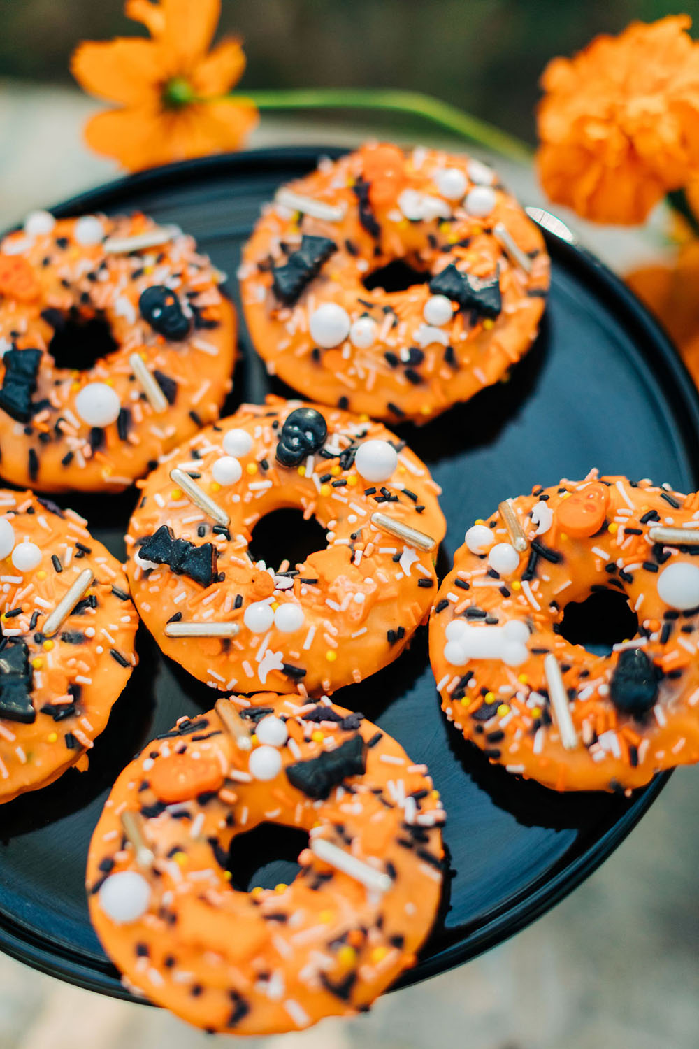 Halloween donuts with skull sprinkles