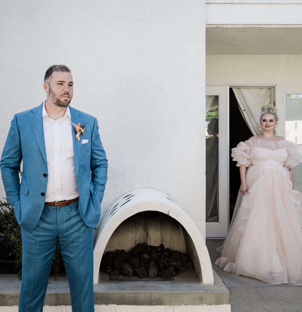Colorful Ace Hotel Palm Springs wedding with a pool party