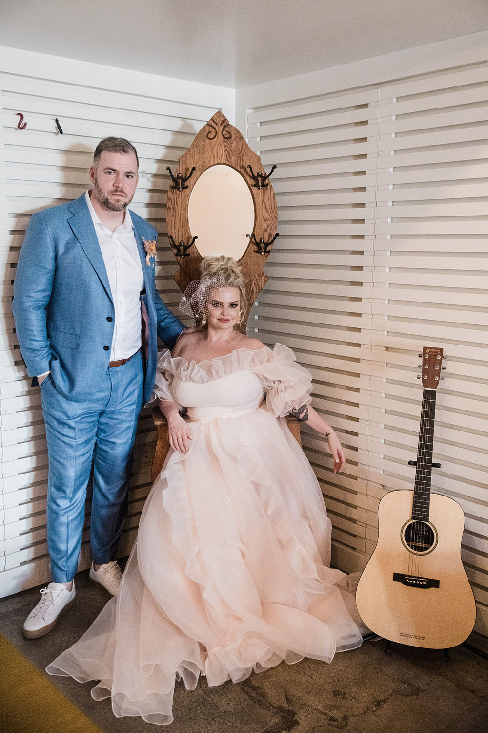 Colorful Ace Hotel Palm Springs wedding with a pool party