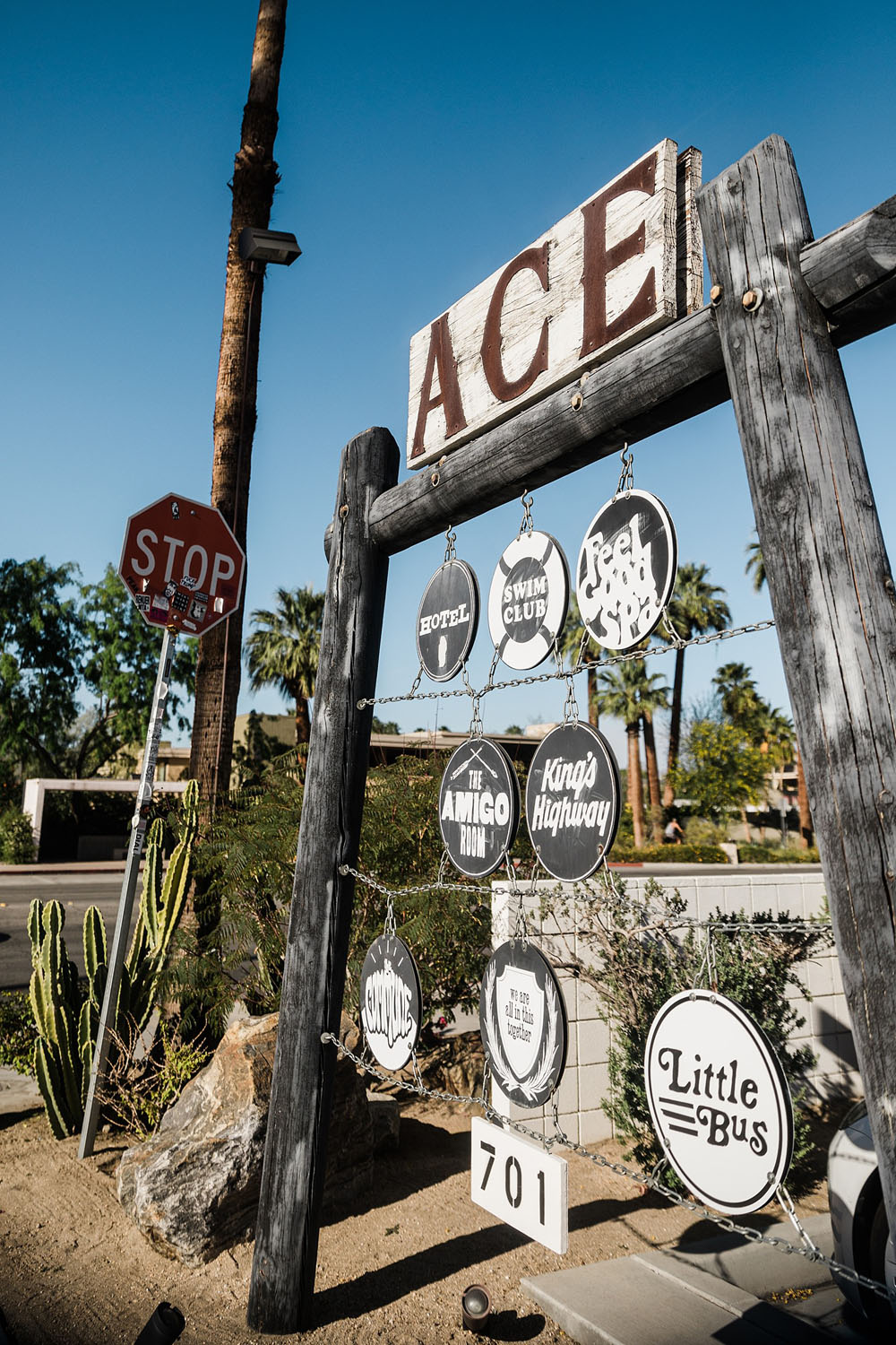 Colorful Ace Hotel Palm Springs wedding with a pool party