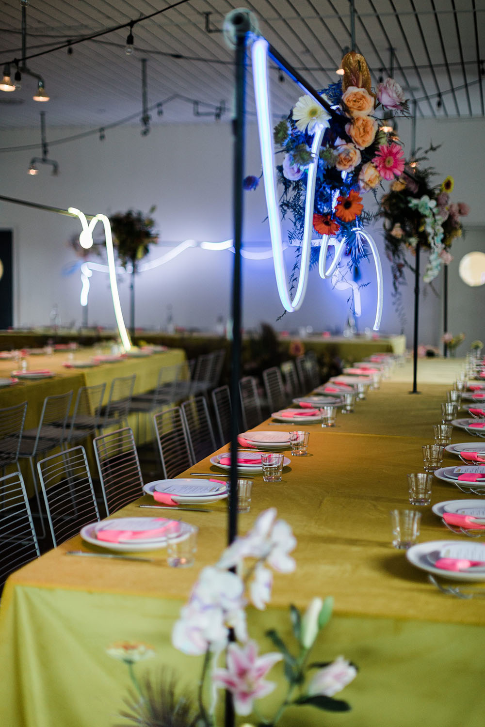 Colorful Ace Hotel Palm Springs wedding with a pool party