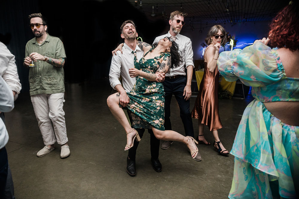 Colorful Ace Hotel Palm Springs wedding with a pool party