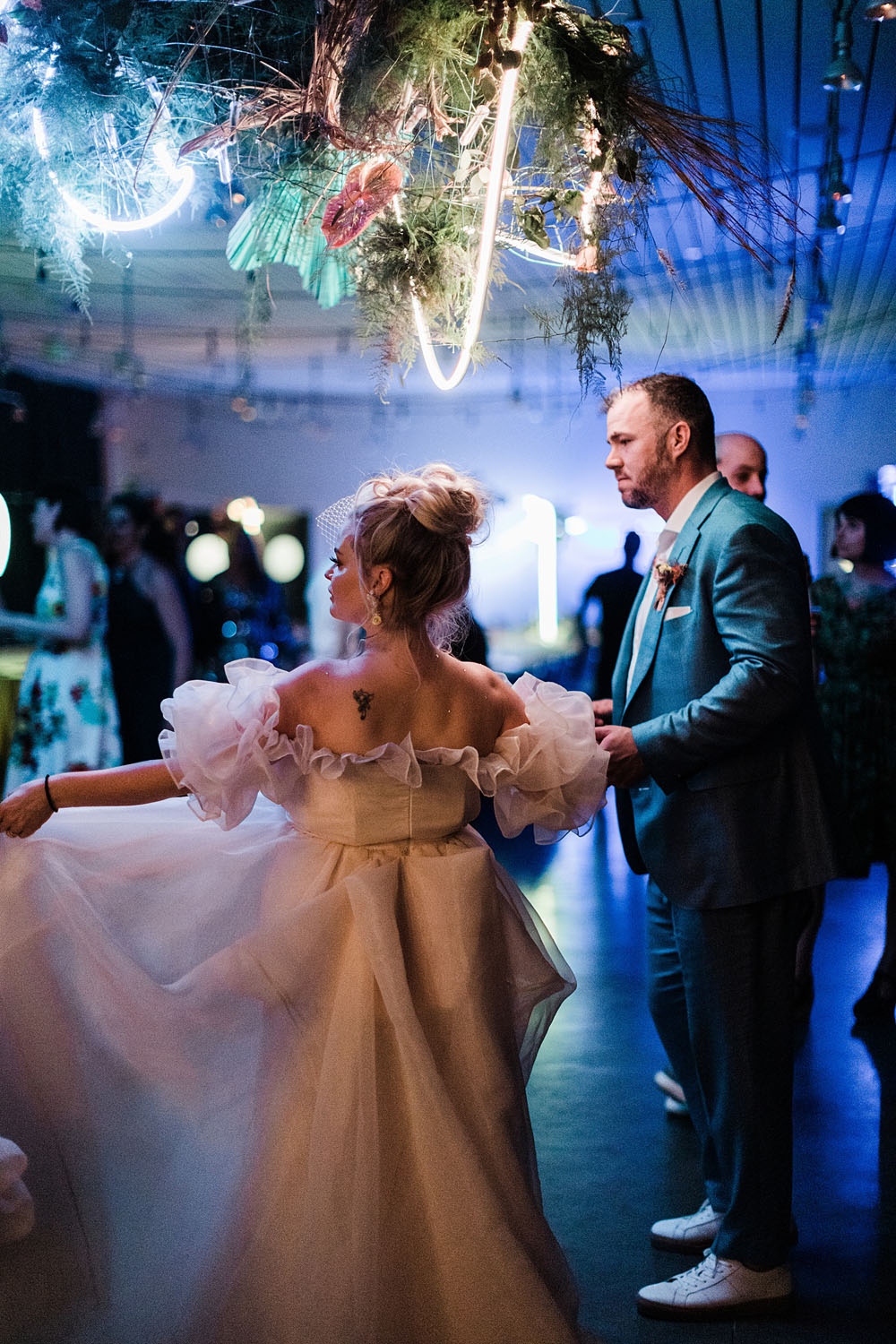 Colorful Ace Hotel Palm Springs wedding with a pool party