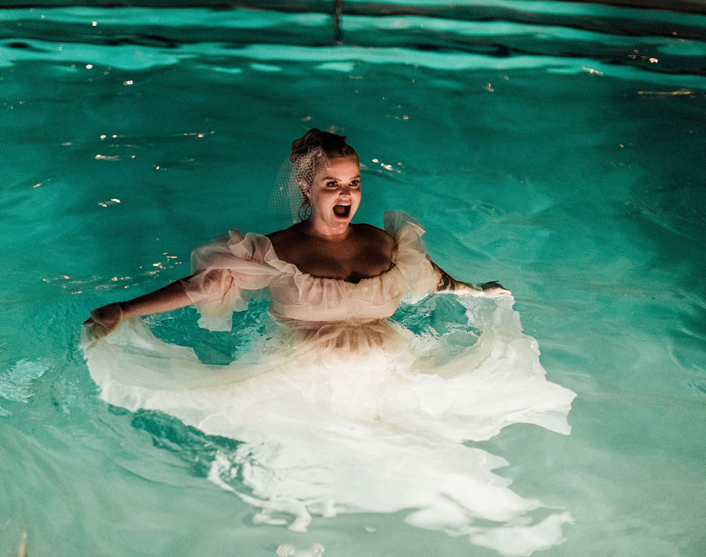 Colorful Ace Hotel Palm Springs wedding with a pool party