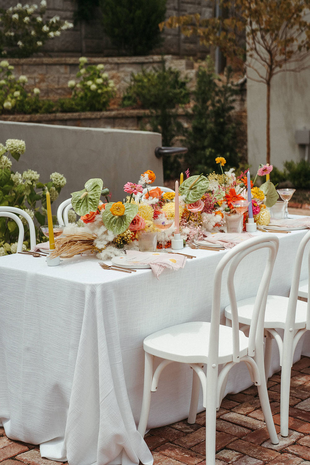 colorful wedding tablescape