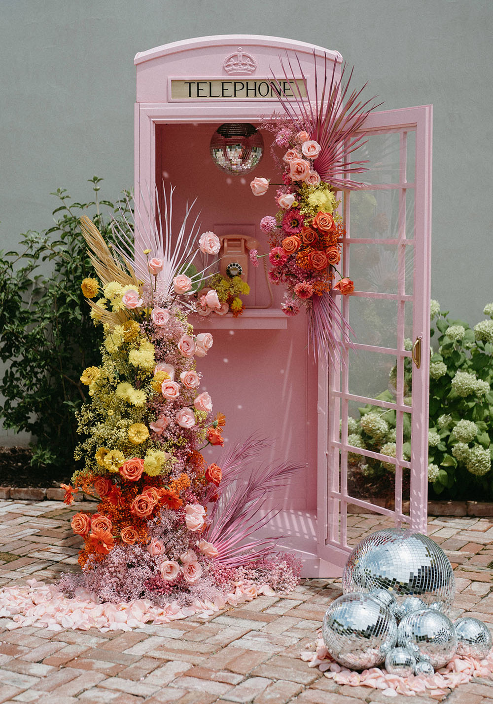 colorful pink disco wedding inspiration