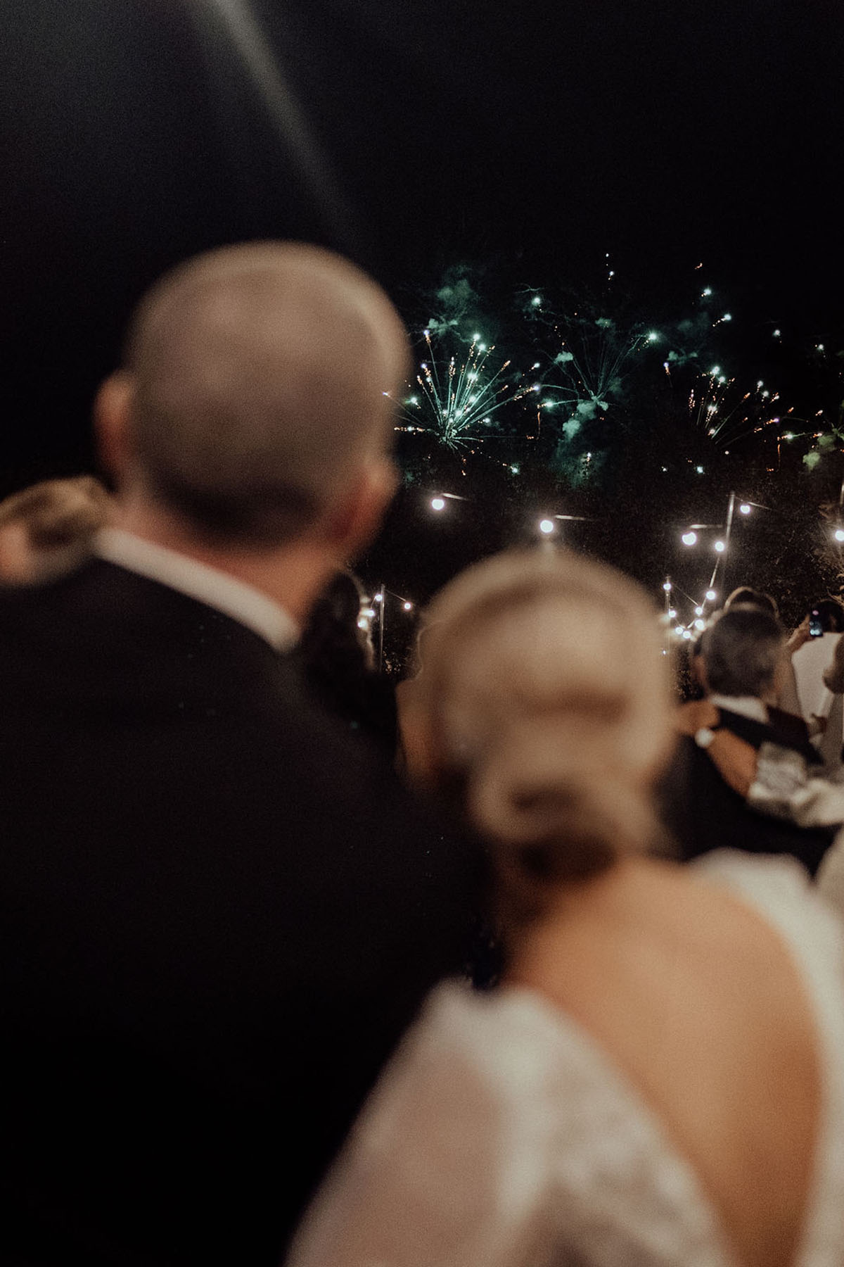 fireworks at wedding reception