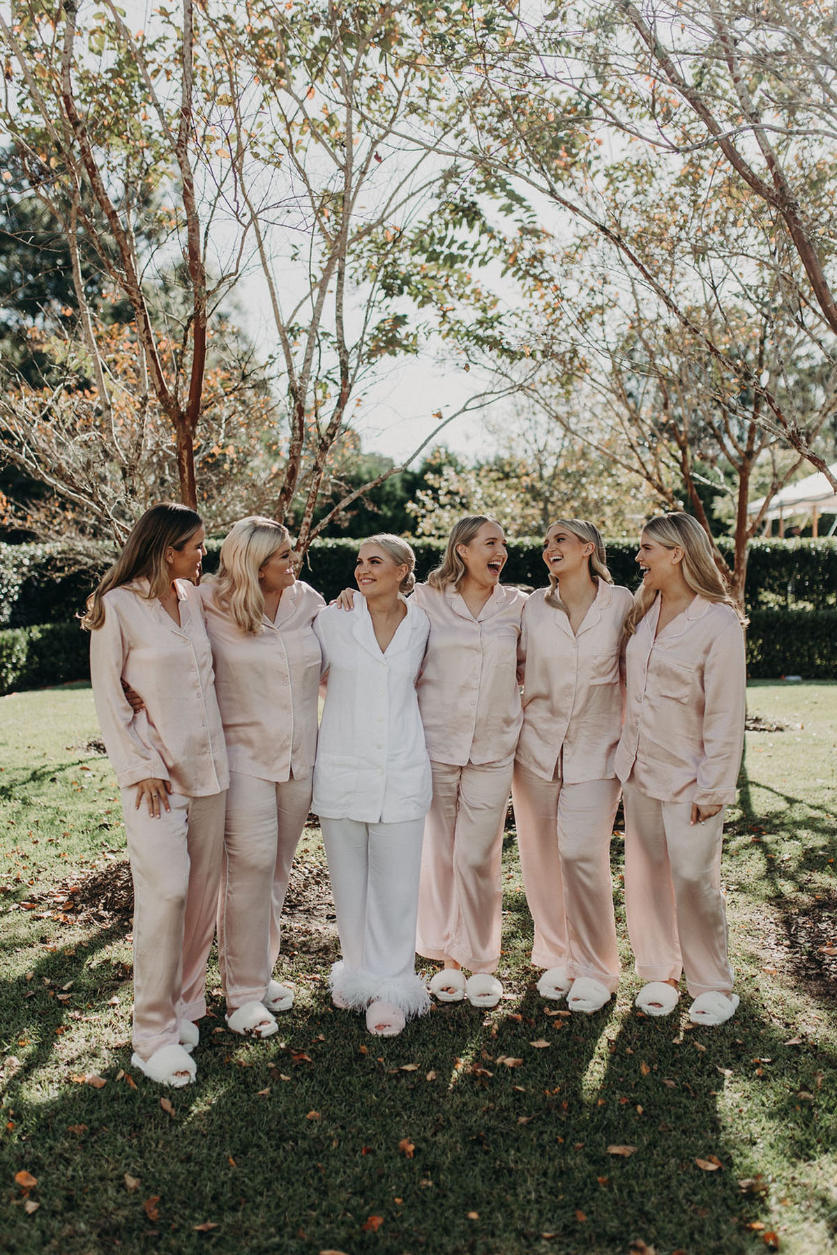 cute bridal party PJs for blush wedding