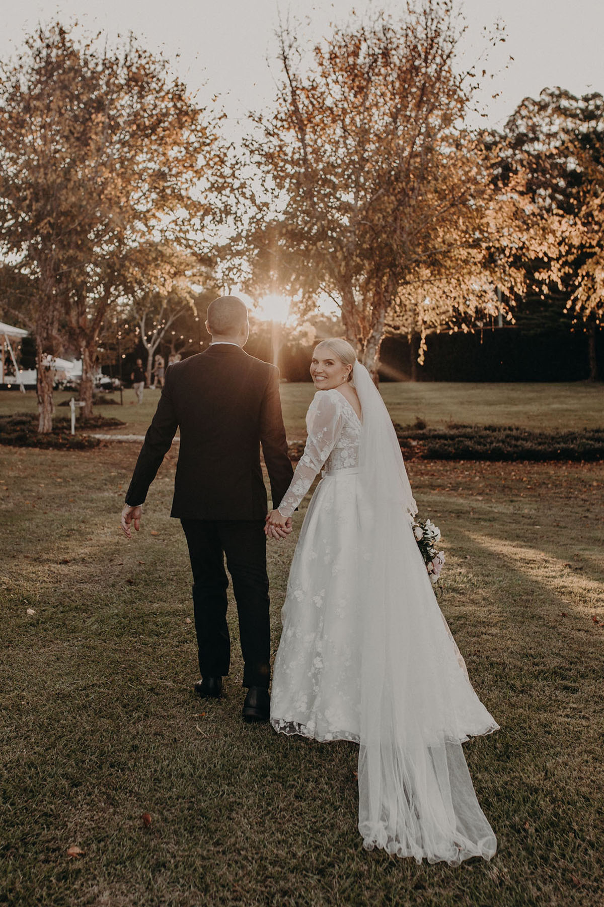 golden hour wedding portrait